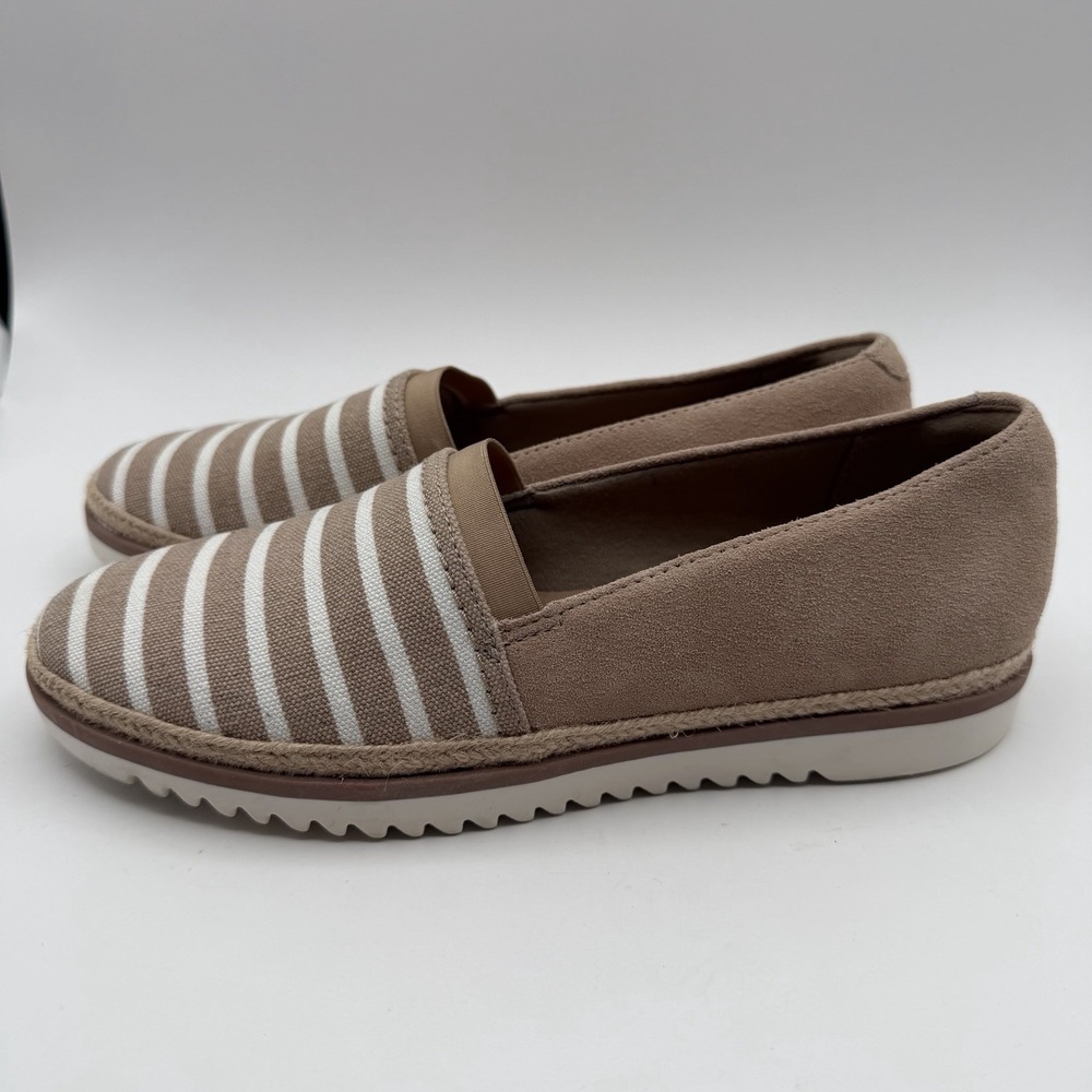 Clarks Serena Paige Women's Slip-on Espadrille Shoes‎ 6 Tan White Nautical 14786